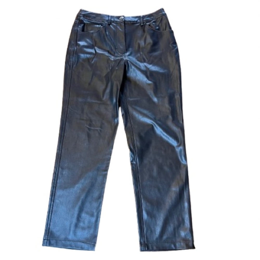 The Drop Faux Leather Straight Leg Pants Black Size 28